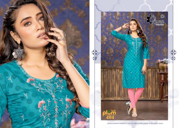 Kinti Plum 4 Rayon Slub Print Embroidery Kurti Collection